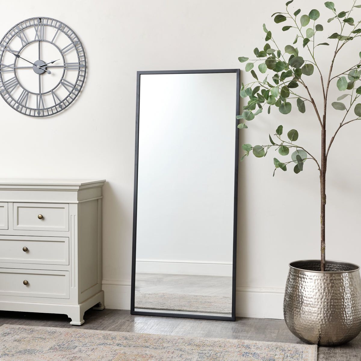 Melody Maison Large Black Rectangle Wall Mirror 60cm X 140cm