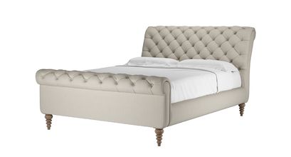 Knightsbridge King Bed in Canvas Pure Belgian Linen - sofa.com