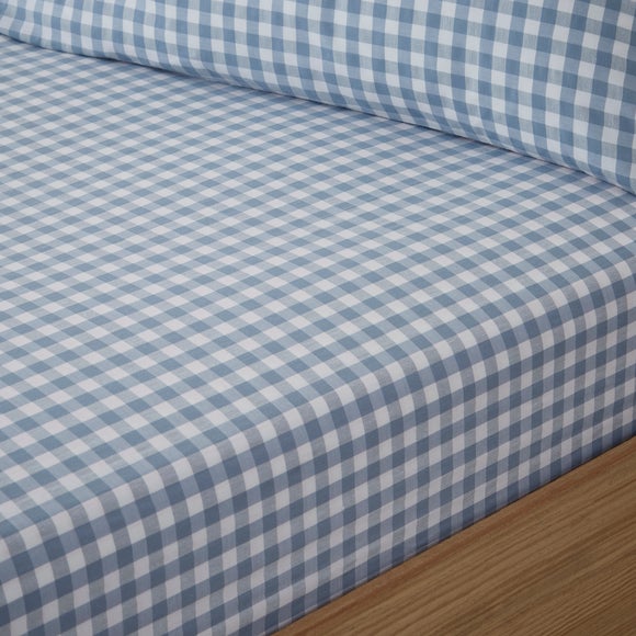 Portloe Gingham Woven 100% Cotton Fitted Sheet