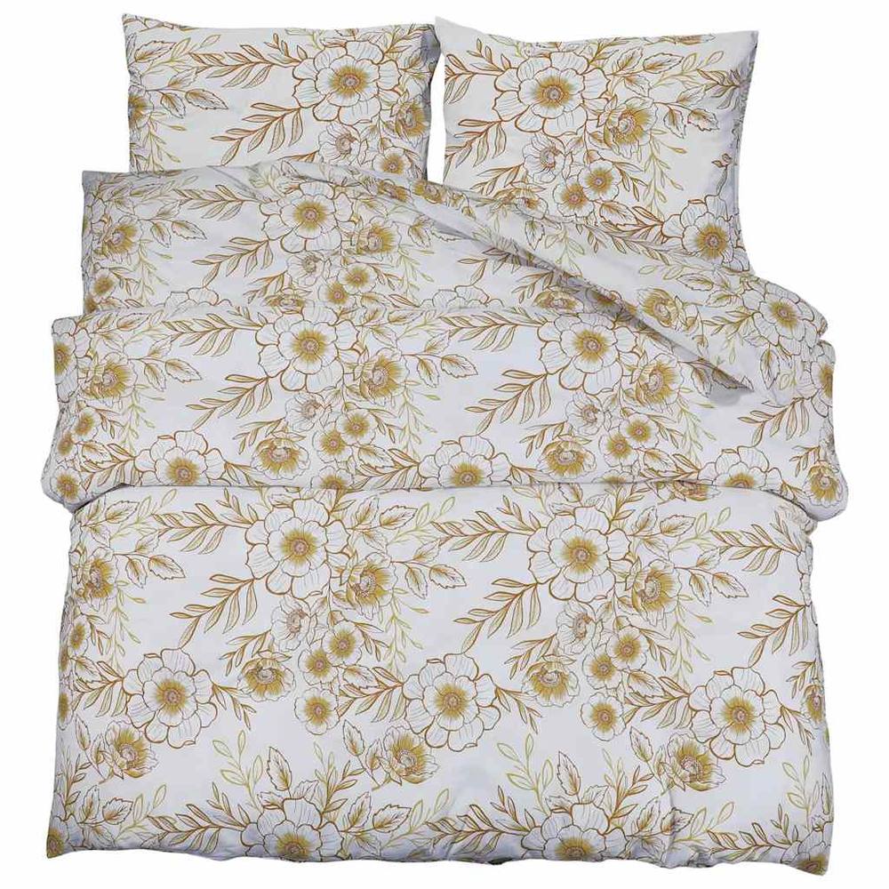 Berkfield Home Duvet Cover Set White & Brown 140x200 cm Cotton