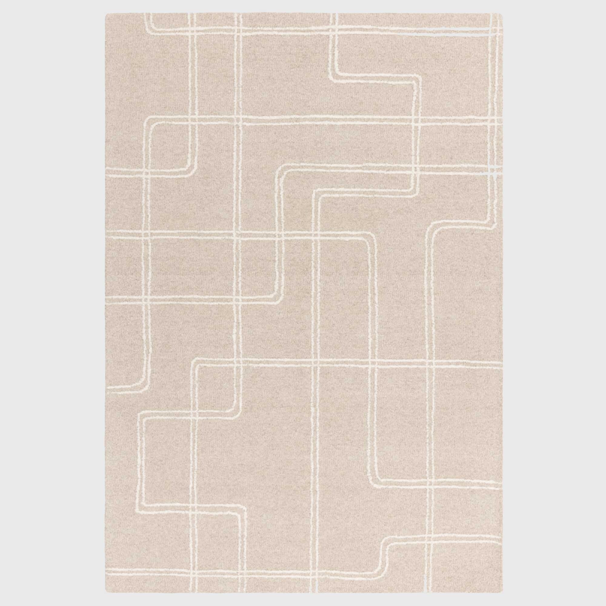 Ayla 120x170cm Rug Sand, Square, Neutral Wool | Barker & Stonehouse