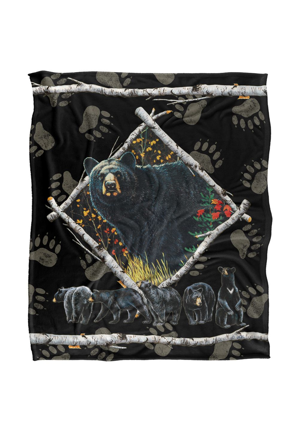 JQ Licensing Bs-Jp Black Bears Silky Touch Super Soft Throw Blanket 152 X 127 cm in White