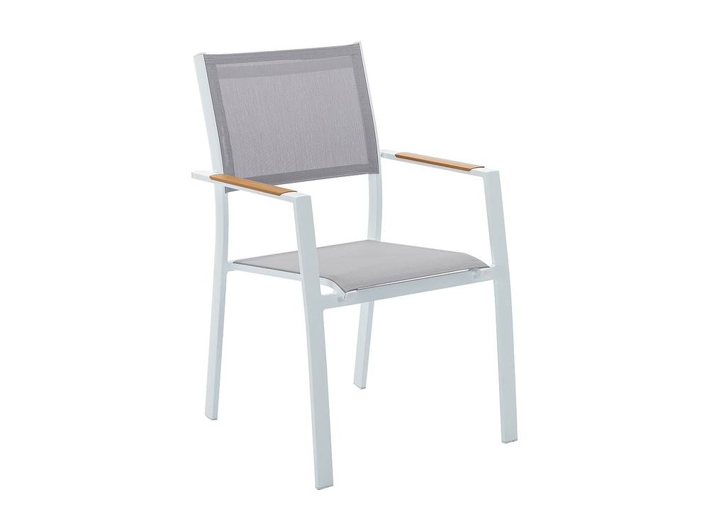 Vente-unique Aluminium Garden Dining Set: A Square Table W.22 Cm & 8 Stackable in White 4