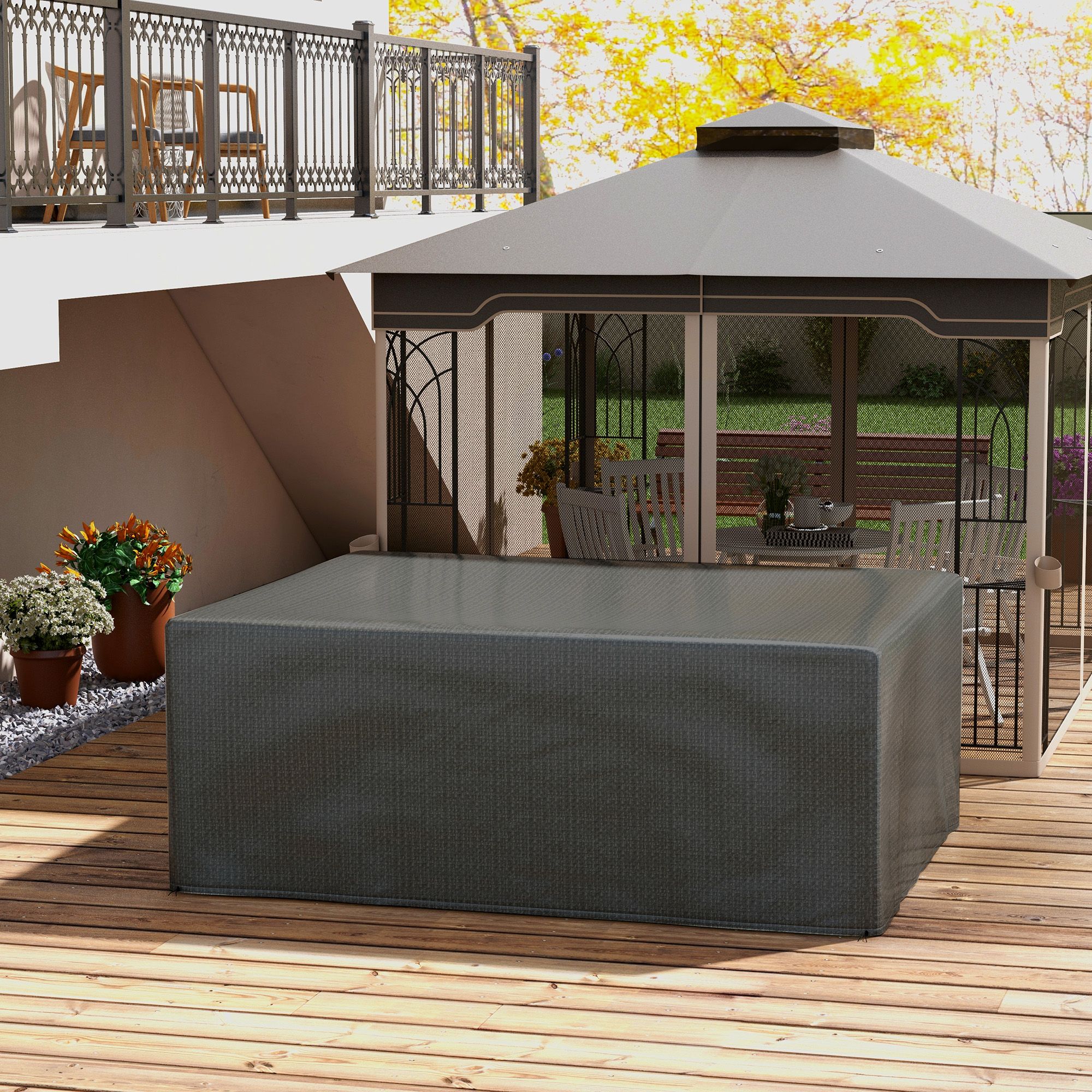 OUTSUNNY 235x190x90cm Large Patio Set Outdoor Garden Furniture Cover in Grey