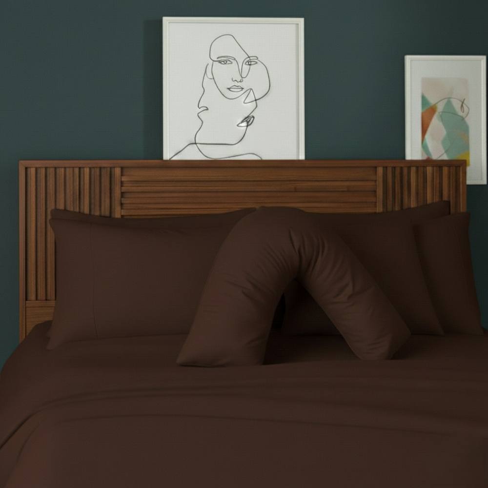Snug City V Shape Pillowcase for Support Maternity Pillows Polycotton Easy Care in Brown