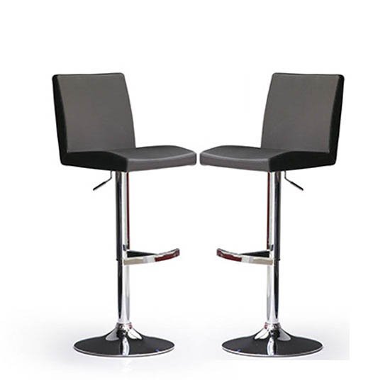 Lopes Bar Stools In Black Faux Leather in A Pair