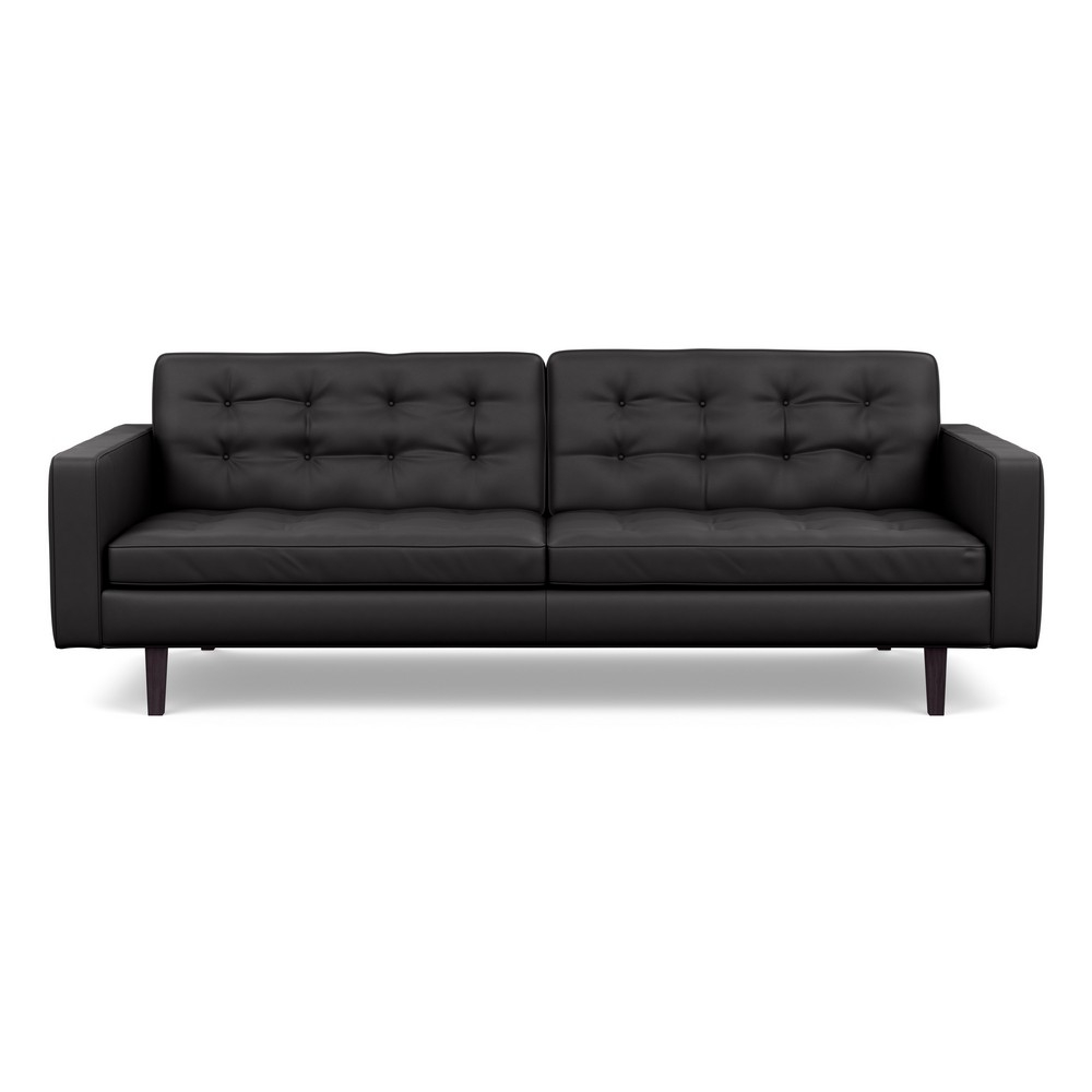 Heal's Hepburn 4 Seater Sofa Leather Grain Graphite 063 Wenge Feet