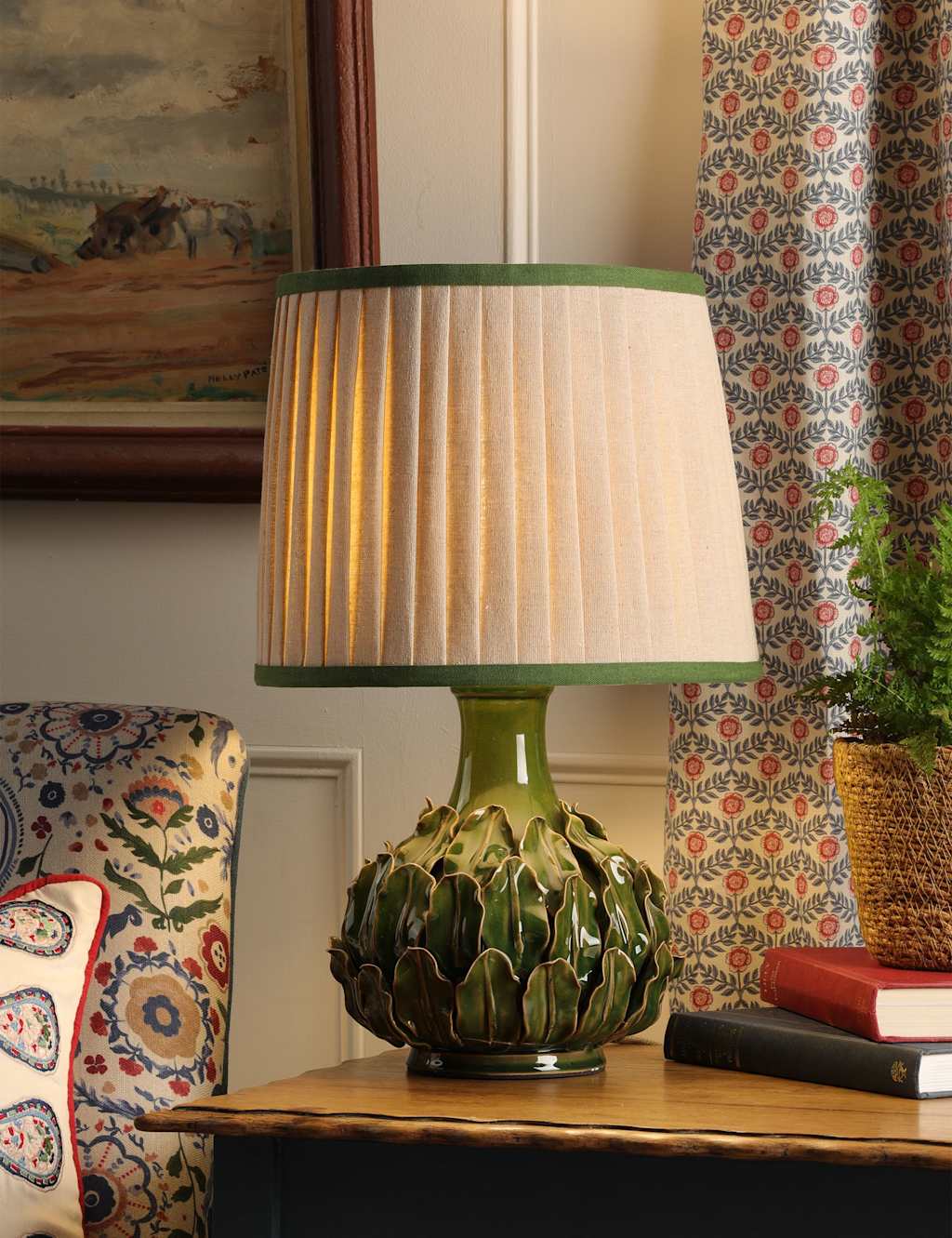 Joules Home Lighting Chatsworth Ceramic Table Lamp Green