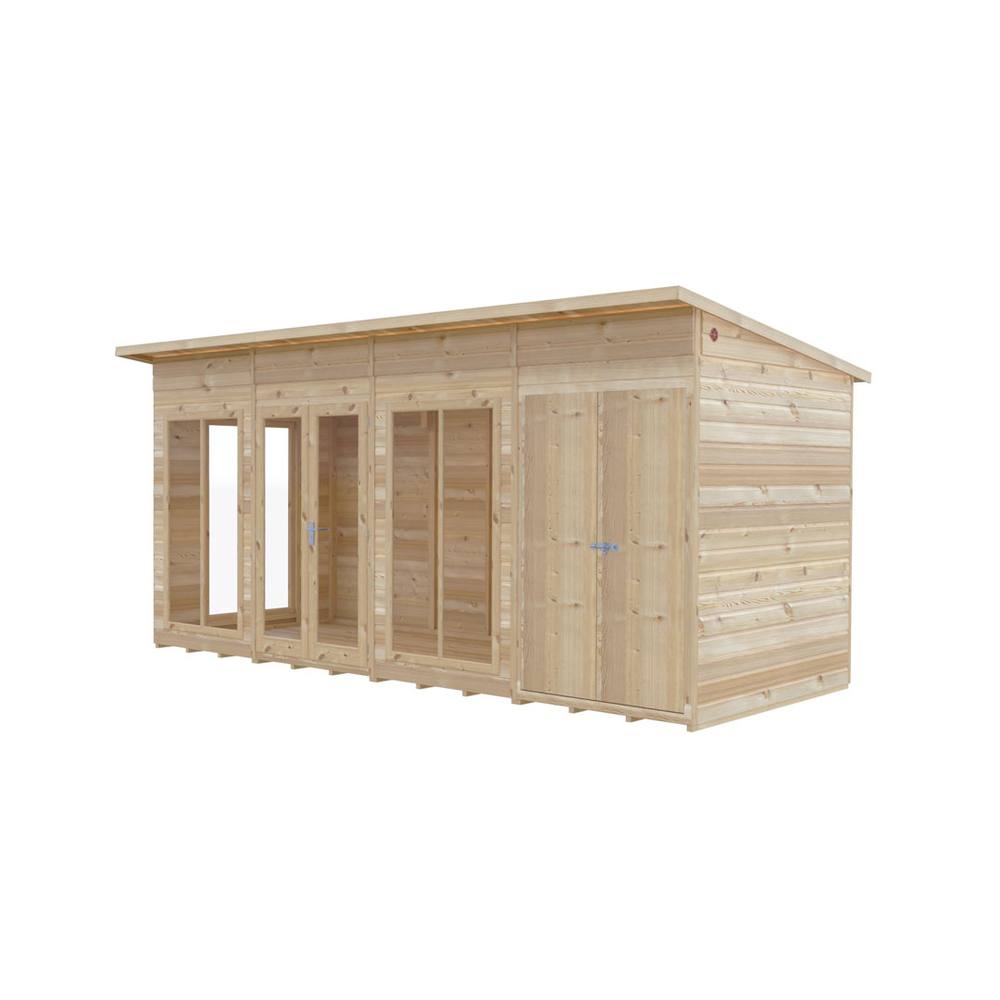 Shires Lela 16x6 Summerhouse including Storage - L185.8 x W476 x H228.4 cm in Light Brown 2