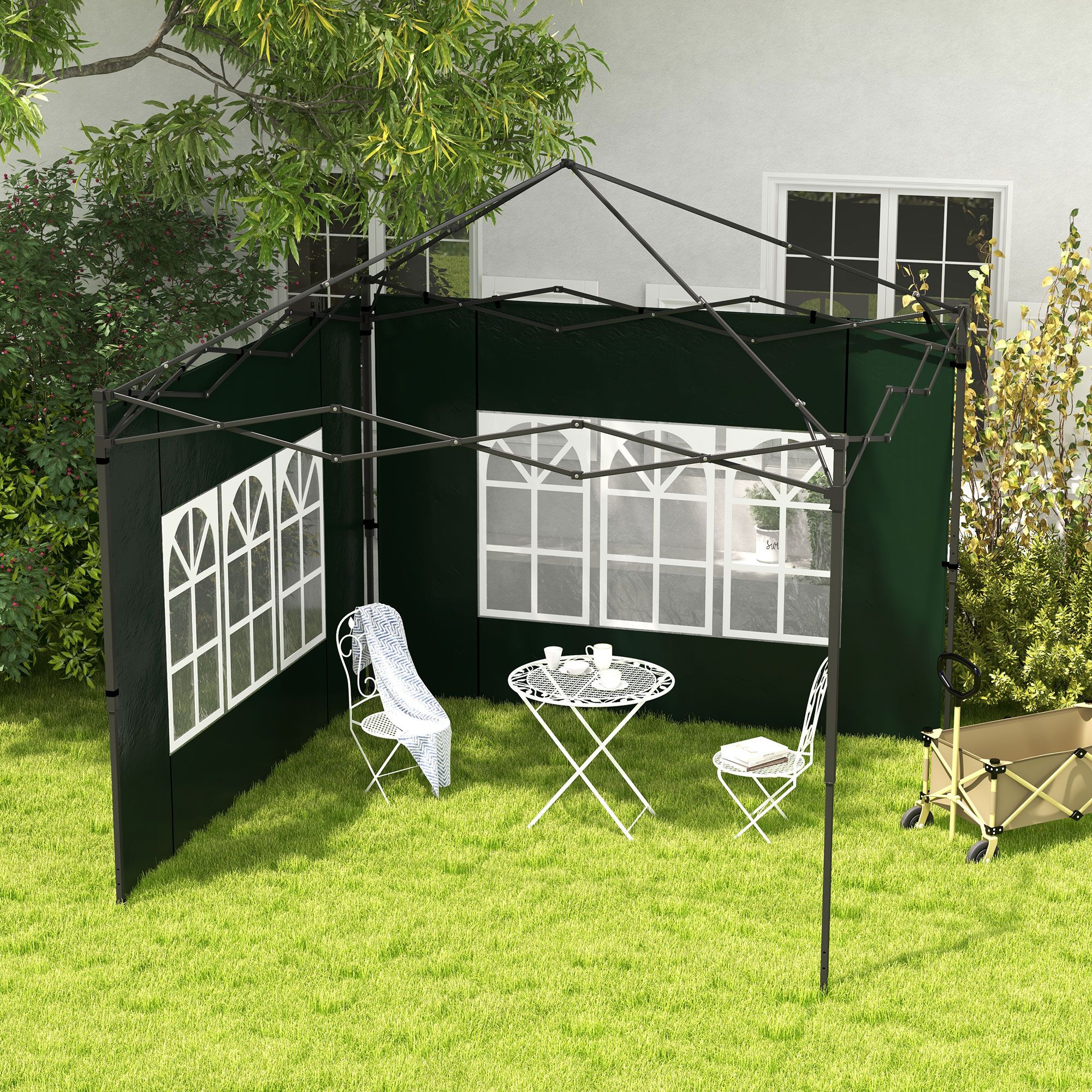 OUTSUNNY Gazebo Side Panels for 3x3(m) or 3x6m Gazebo Canopy, 2 Pack in Green