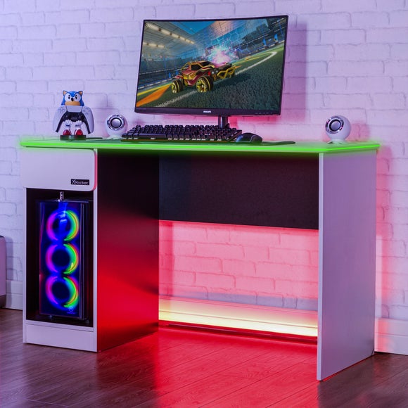 X Rocker Carbon Tek Gaming Desk with Wireless Charging and Neo Fibre LED