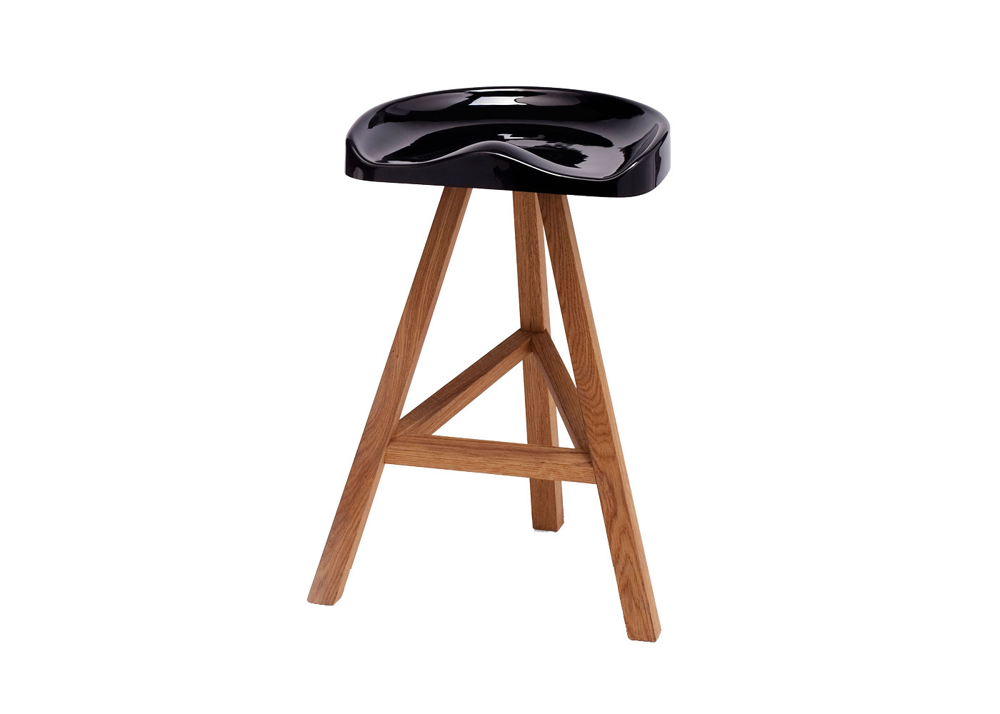 Established & Sons Heidi Counter Stool Wood Base Gloss Black Seat