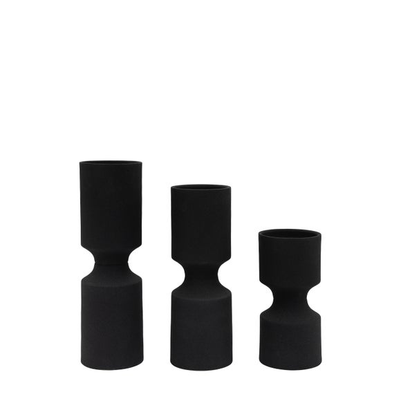 Set of 3 Damita Black Candlestick Holders