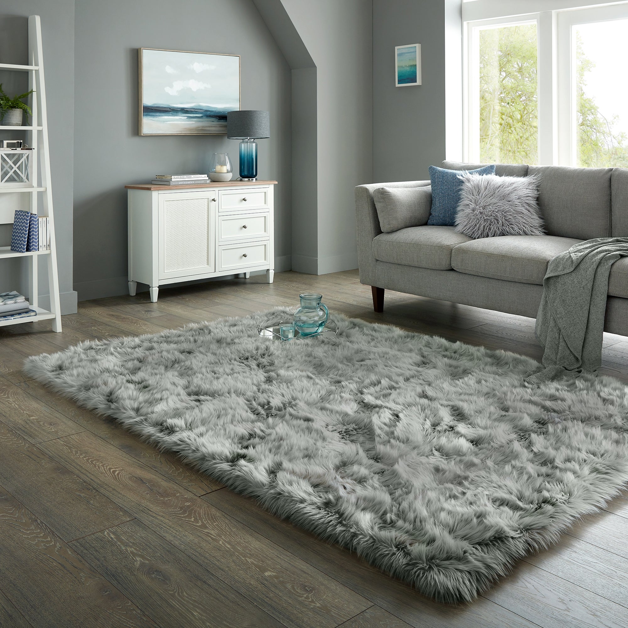 Faux Sheepskin Rug Grey