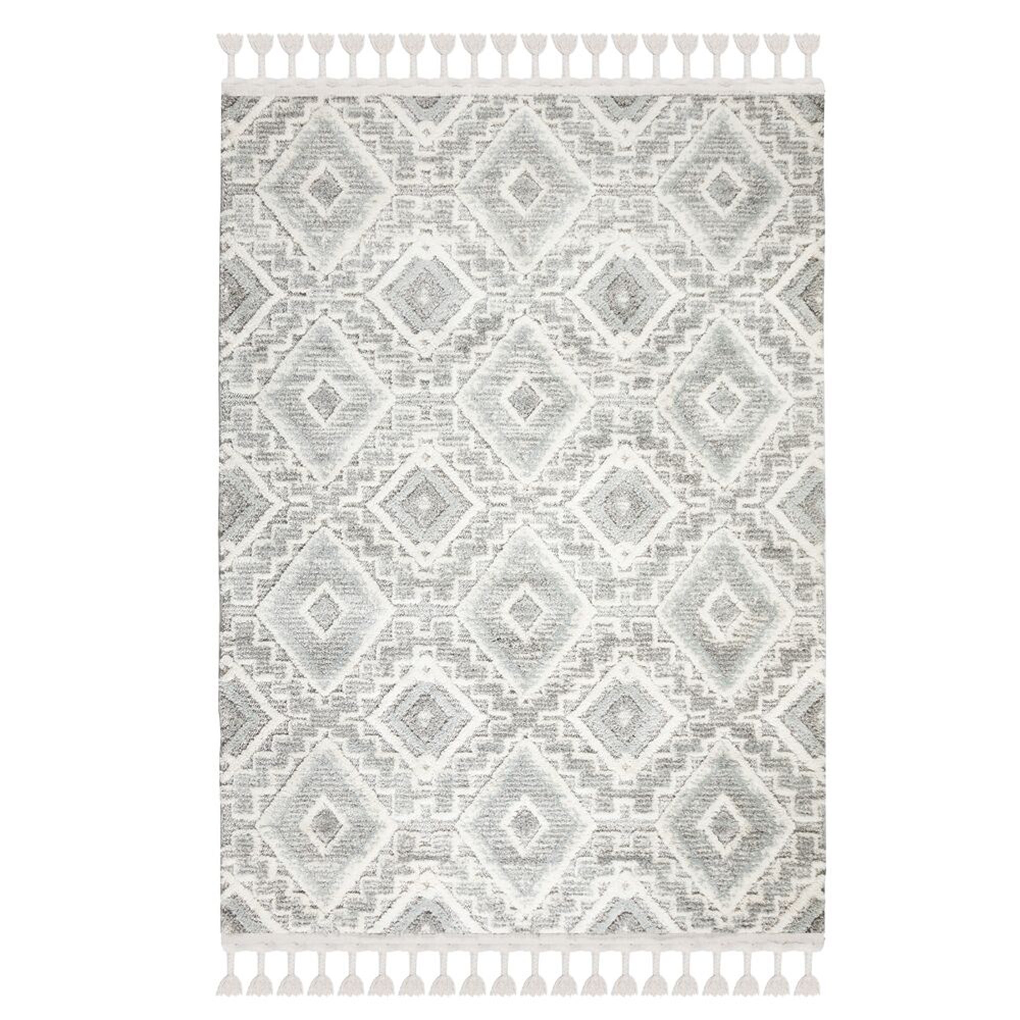 Victoria Geometric Rug Grey and White