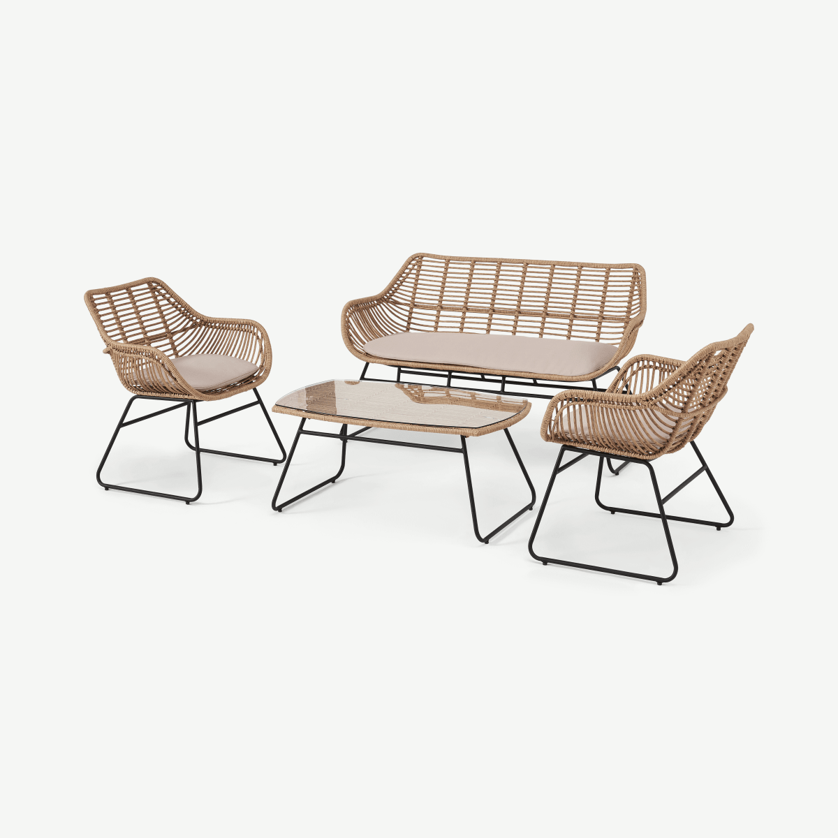 Tamika Garden Lounge Set, Natural & Cream