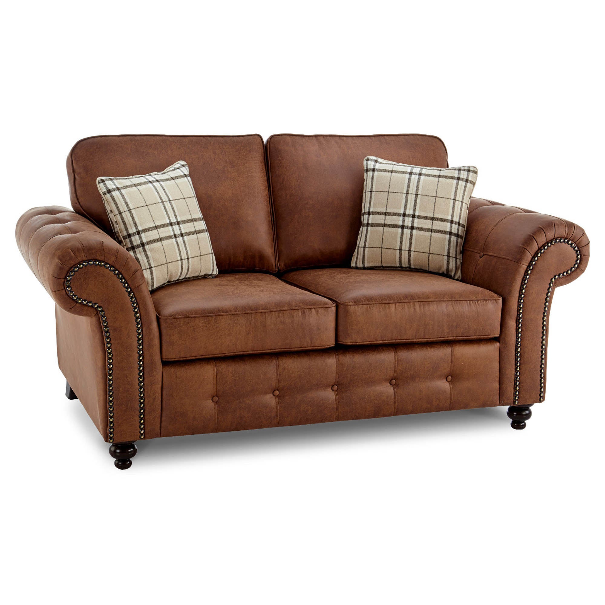 Oakland Faux Leather 2 Seater Sofa Brown