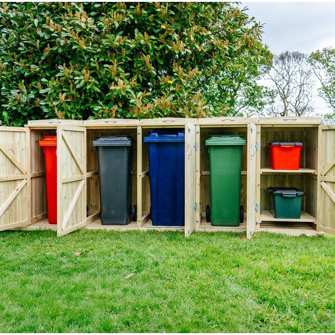 Buttercup Farm Shireburn Bin Store, Fits 4x 180L/240L Wheelie Bins & 2x Boxes in Brown