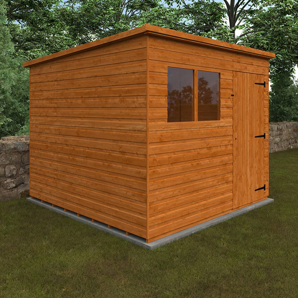 Buttercup Farm 8 x 8 Feet Super Pent 12mm Shed - Solid Wood/Softwood/Pine in Burnt Orange 2