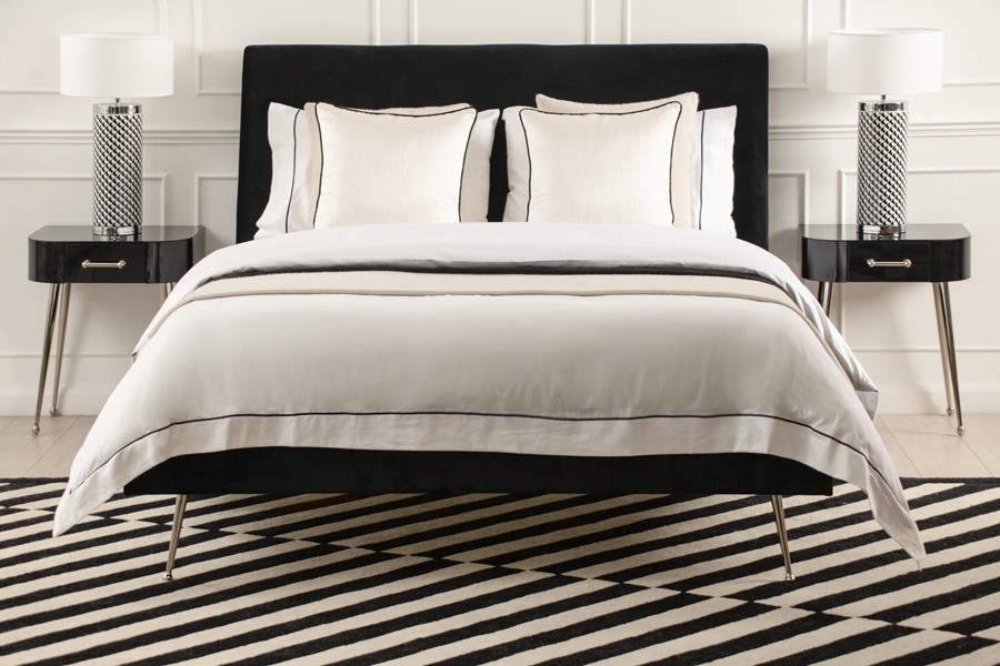 Mason Black Bed - Shiny Silver Legs