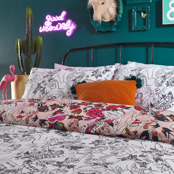 furn. Inked Blush Duvet Cover & Pillowcase Set 3