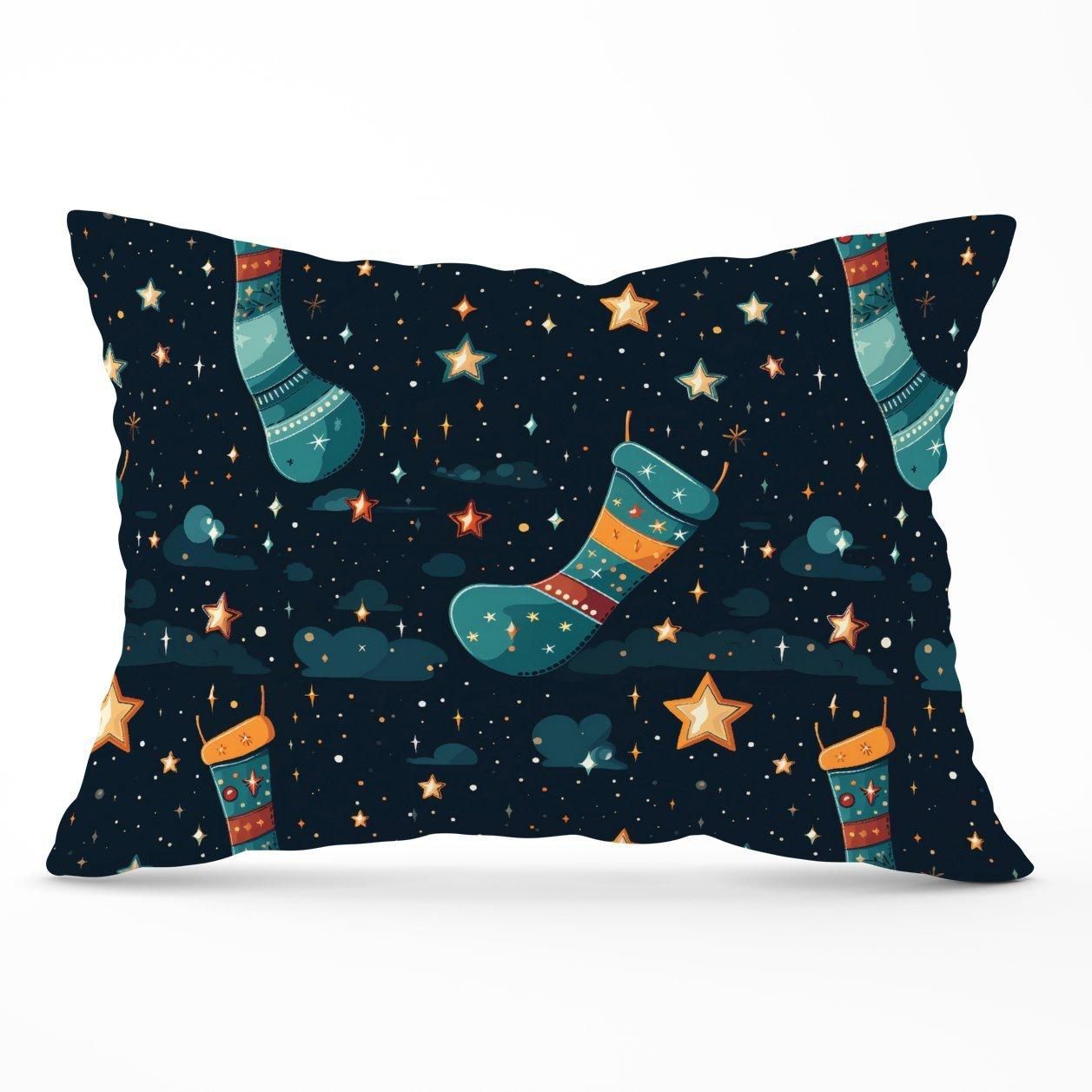 Warren Reed - Designer Christmas Stocking In A Starry Night Sky Cushions in Blue