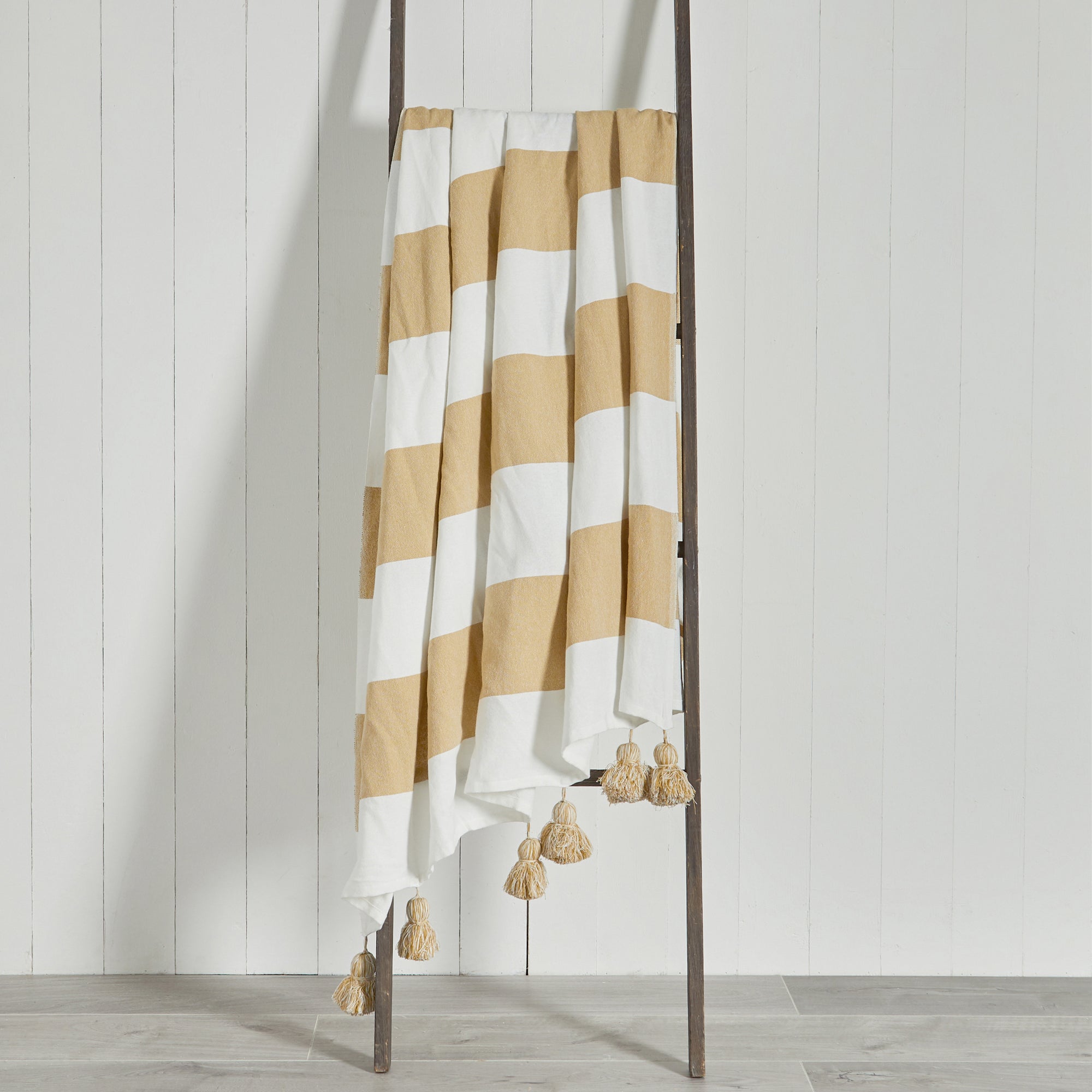 Lucas Stripe 150cm x 200cm Throw Yellow and White