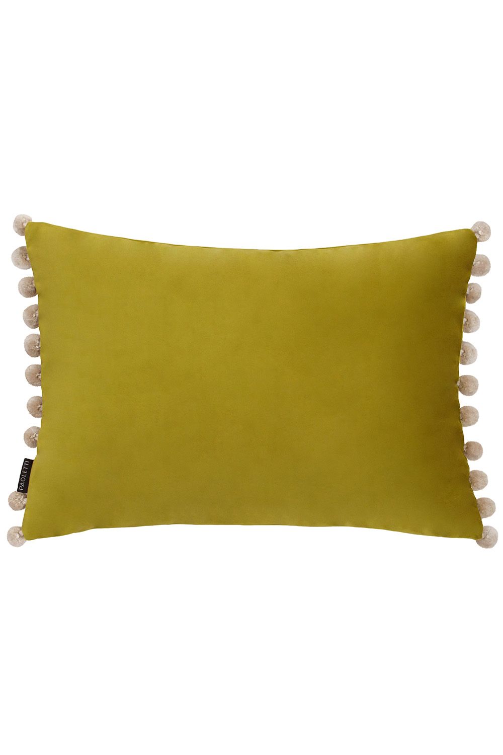 Paoletti Fiesta Soft Velvet Pom Pom Trimmed Cushion in Light Green