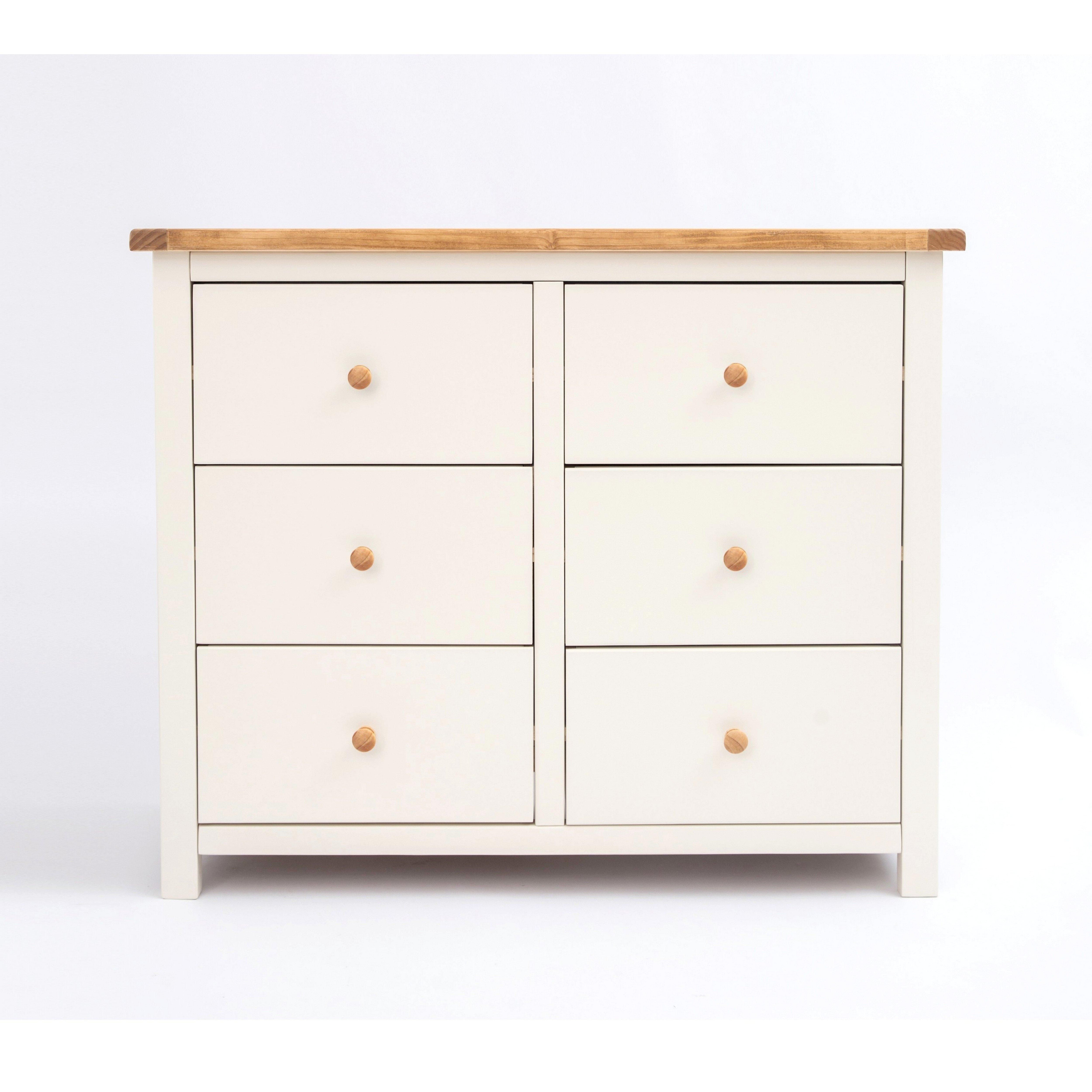 Cabinet Bits Maggiori 6 Drawer Chest of Drawers Wood Knob in Off-White