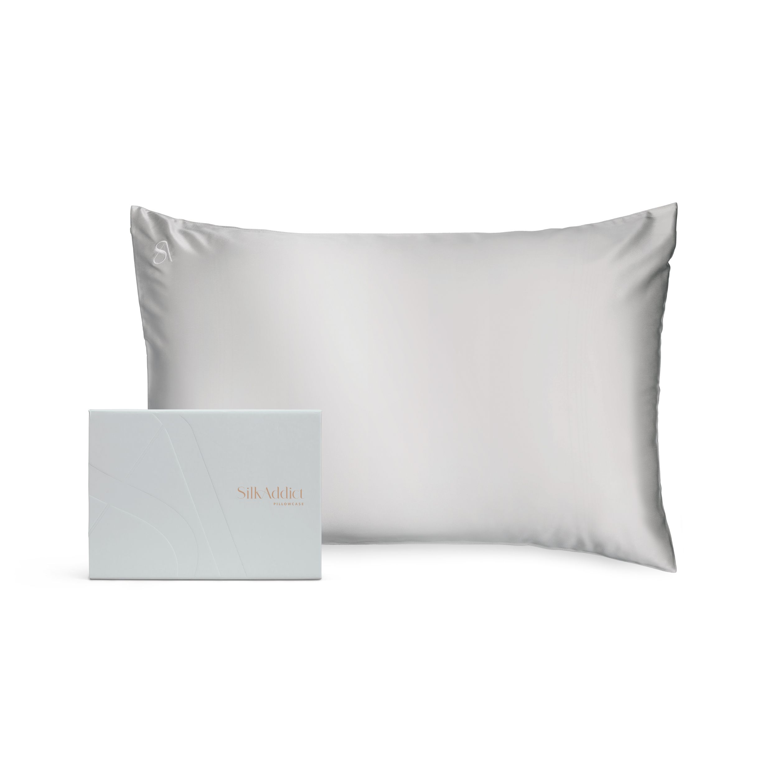 Silk Addict 100% Mulberry Silk Pillowcase - Navy in Metallic Silver