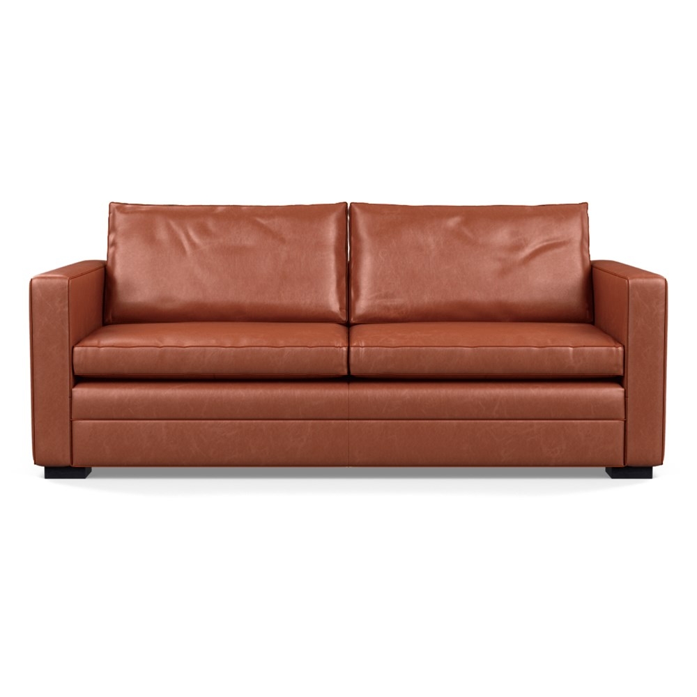 Heal's Palermo 3 Seater Sofa Stonewash Leather Light Brown 274 Black Feet