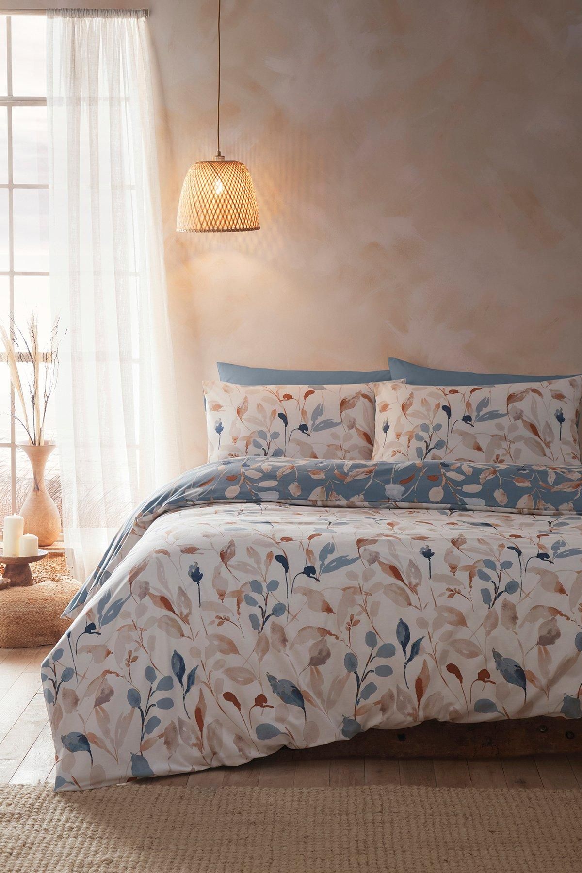 Drift Home 'Anya' All-Over Leaf Print Duvet Cover Set in Blue