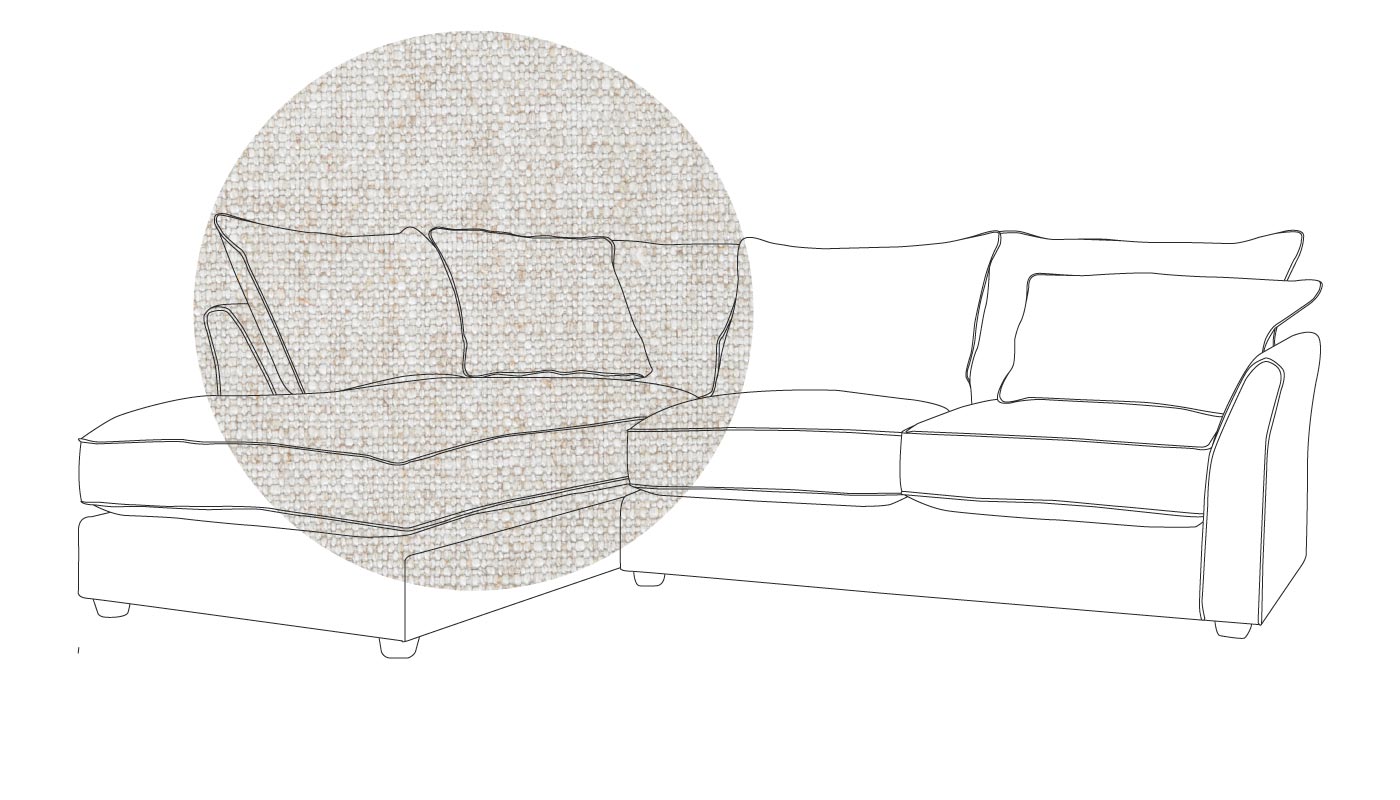 Heal's Tailor Left Hand Facing Corner Sofa Broad Weave Tin Natural Feet