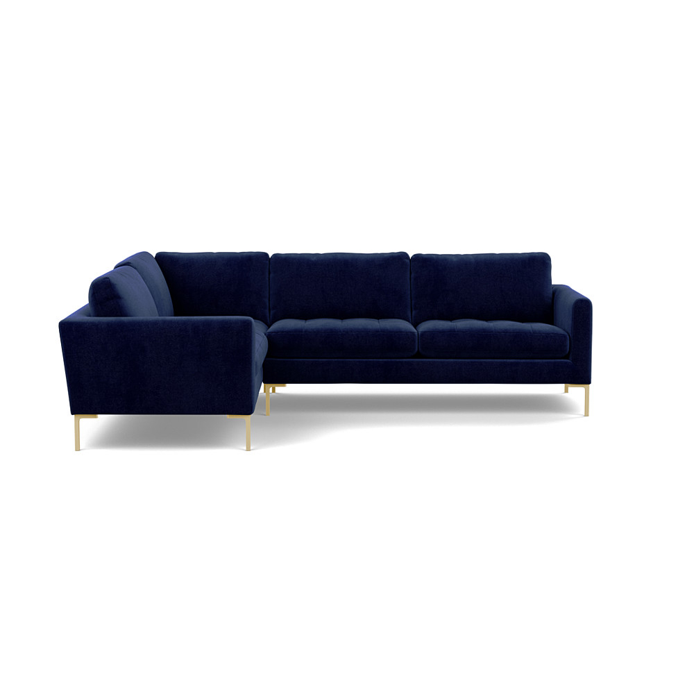 Heal's Eton Left Hand Facing Corner Sofa Smart Luxe Velvet Midnight Brass
