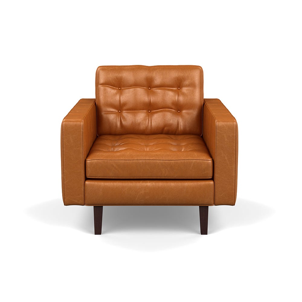 Heal's Hepburn Armchair In Stonewash Leather Toffee 277