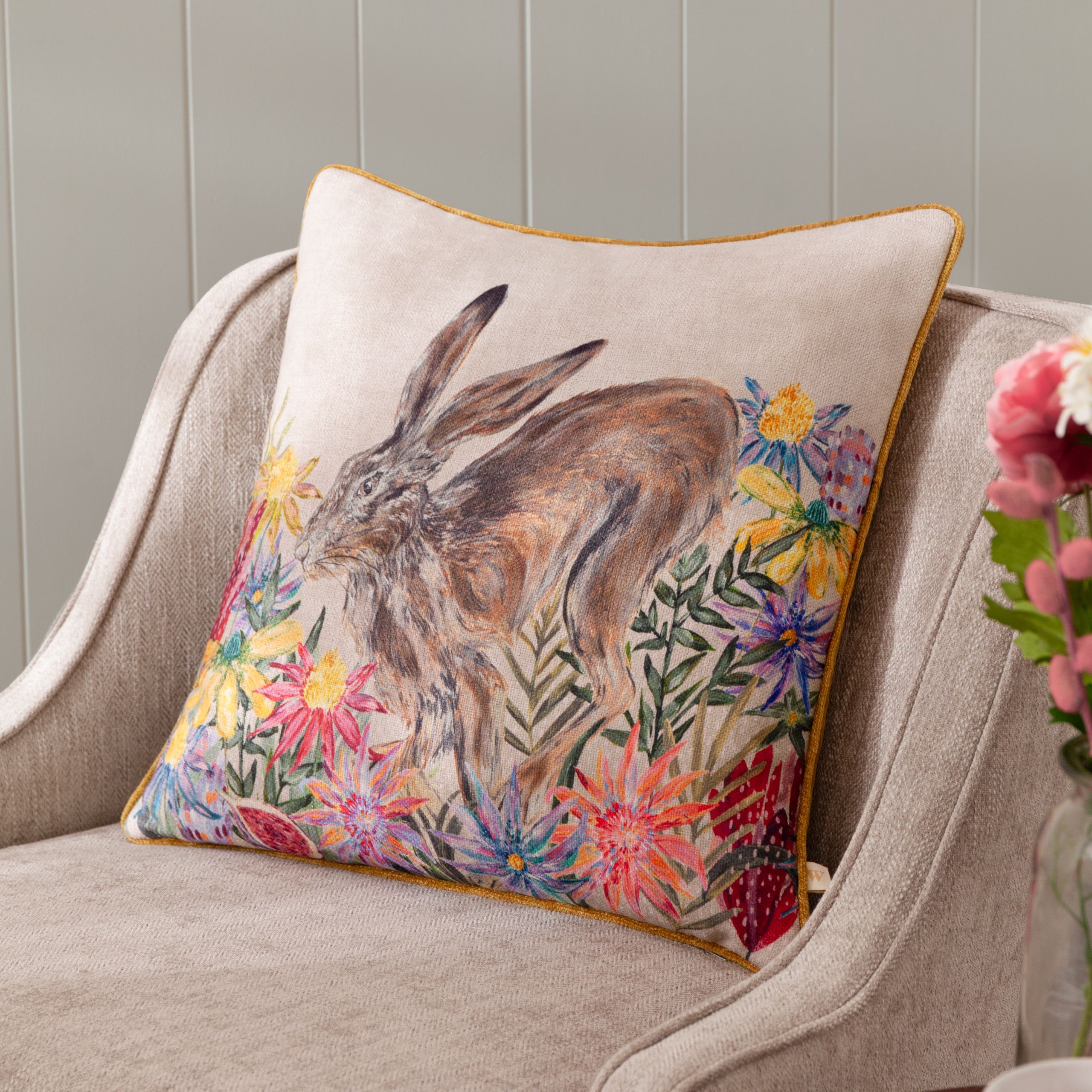 Wylder Country Wilds Blossom Hare Printed Cushion