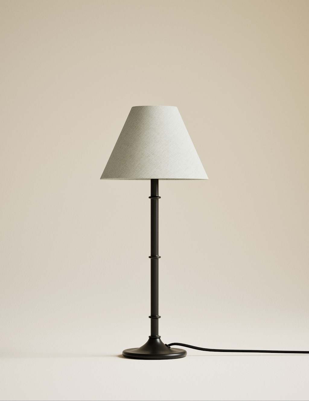 M&S Metal Ribbed Table Lamp Black