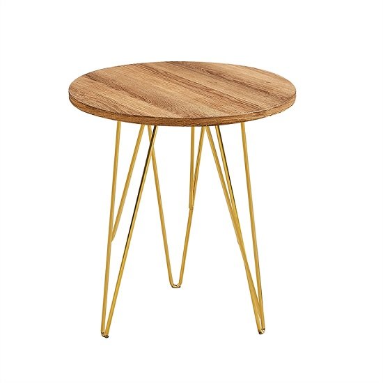 Kerlin Round Lamp Table In Wooden Effect With Metal Base