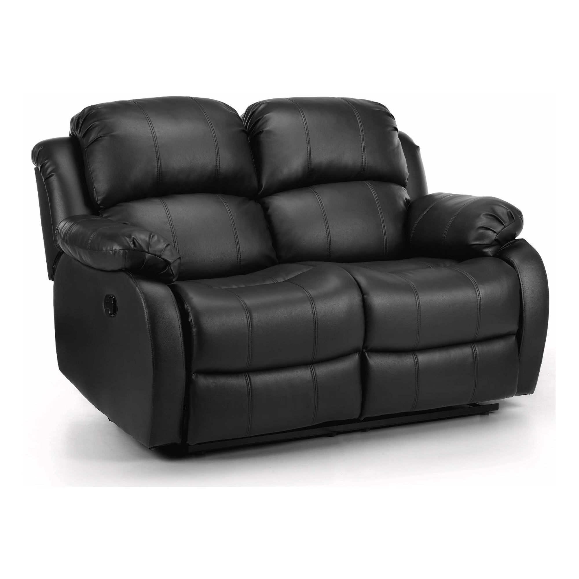 Anton Bonded Leather Reclining 2 Seater Sofa Black