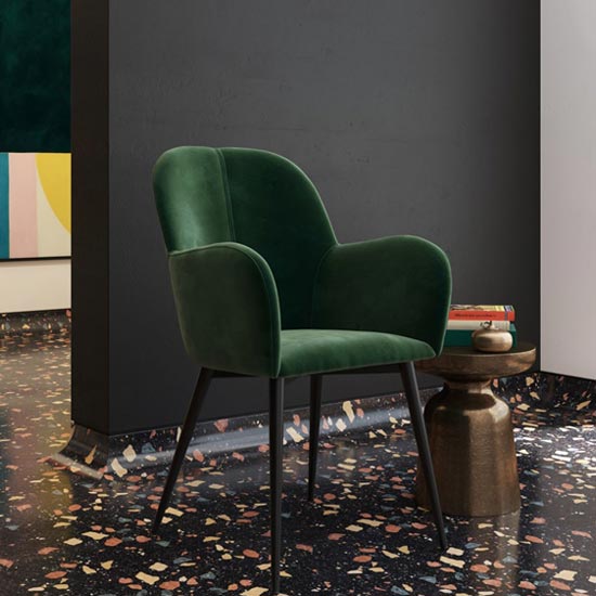Fitz Velvet Bedroom Chair In Green
