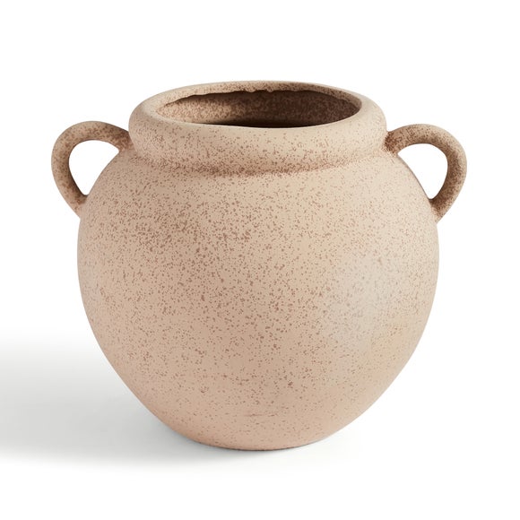 Wide Stone Vase with Handles 3