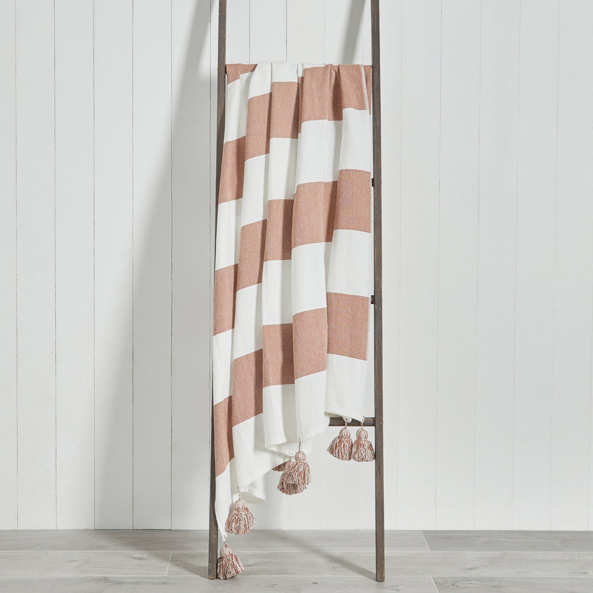 Lucas Stripe 150cm x 200cm Throw Orange and White