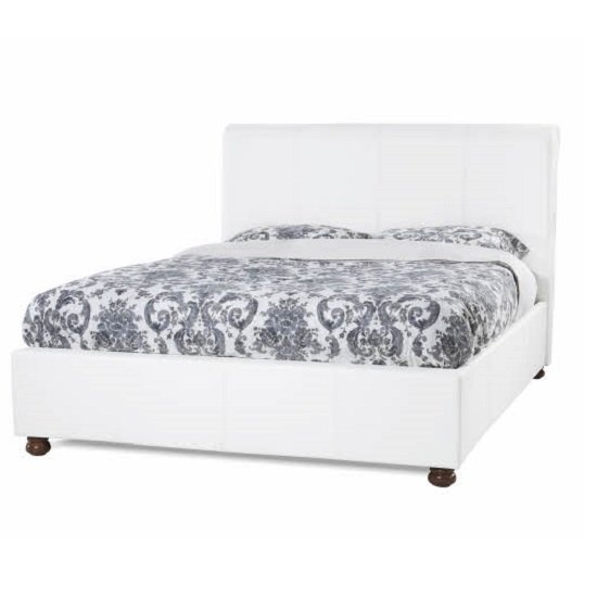 Georgina Modern Super King Bed In White Faux Leather