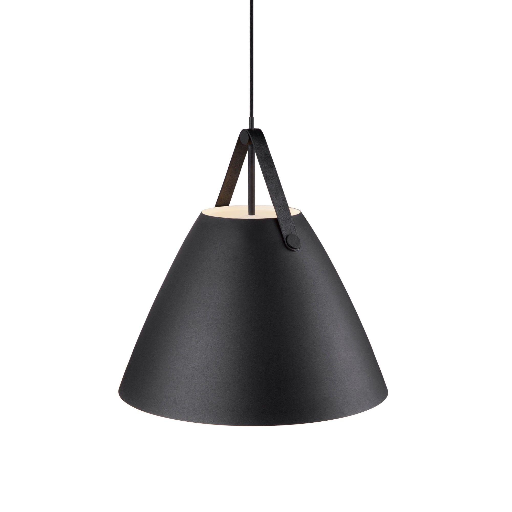 Nordlux Modern Indoor Pendant Light Black Metal E27 Brown & Black Strap - Mains Powered, IP20