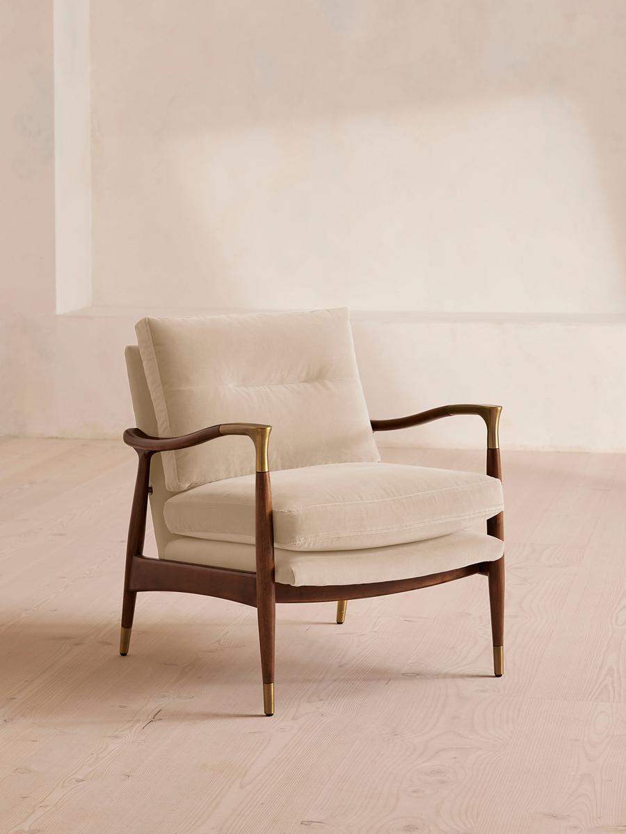 Theodore Armchair, Velvet, Porcelain