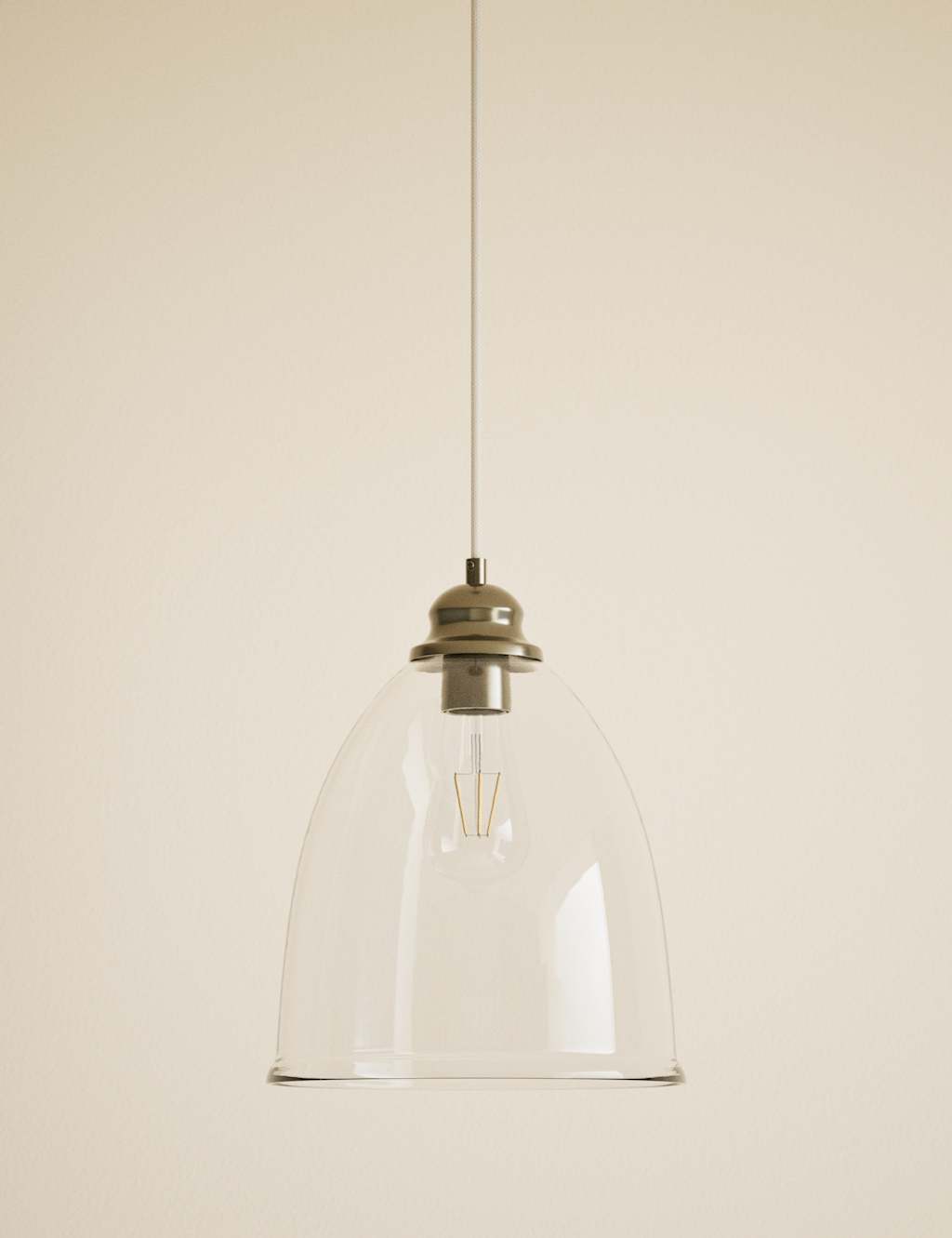 M&S Clear Glass Bell Shape Pendant Light Clear
