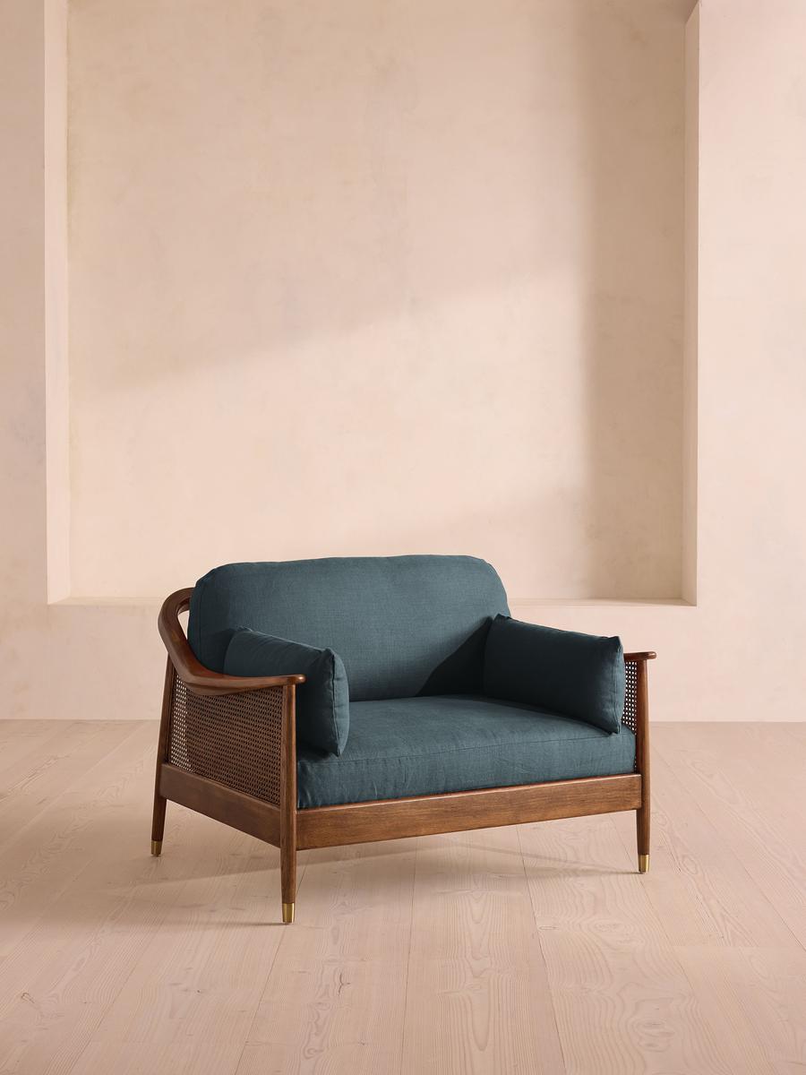 Atlanta Loveseat, Linen, Prussian Blue