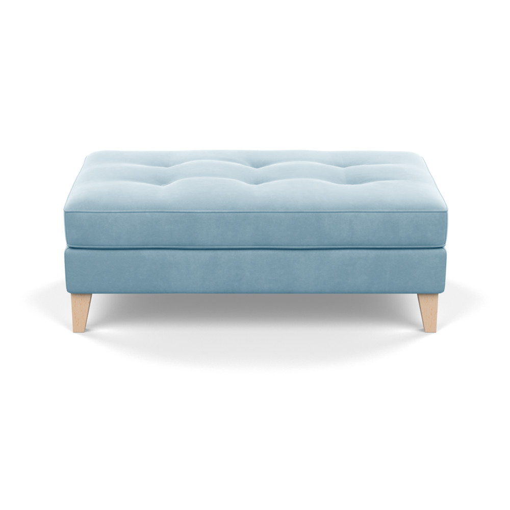 Heal's Mistral Footstool Varese Velvet Sky Natural Feet
