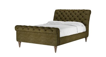 Knightsbridge Double Bed in Forest Soft Chenille - sofa.com
