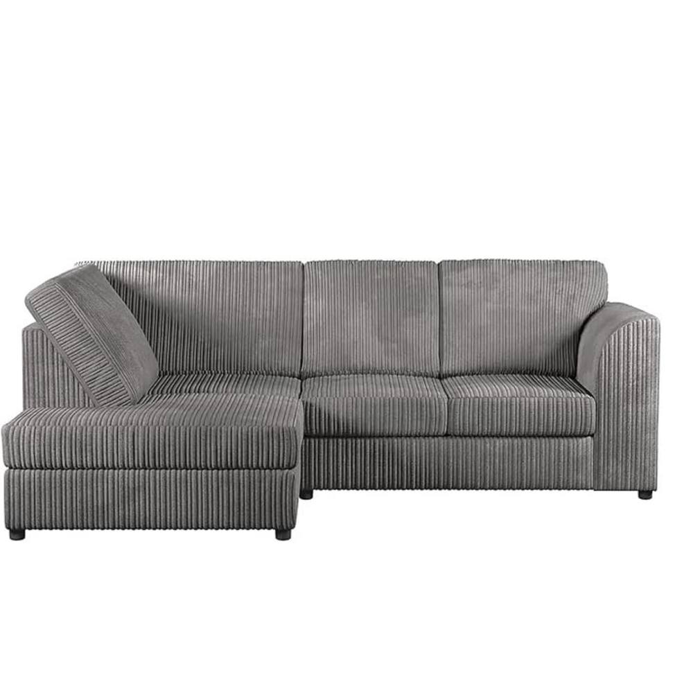 Bliss Furniture Jumbo Cord High Back Left Hand 4 Seater Corner Sofa in Grey